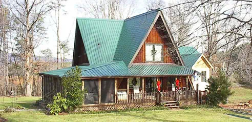 green chalet metal roof in maine