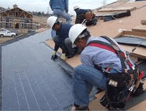 maine roofing contractor on roof